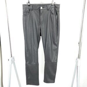 H&M Black Faux Leather Ankle Pants Slim Leg 10 High Rise